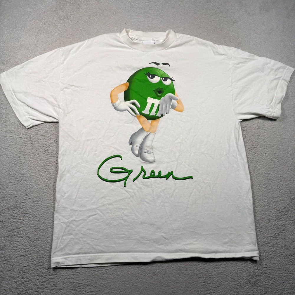 M&M's World Graphic Tee Mens XL White Green Character Go-Go Boots 2011
